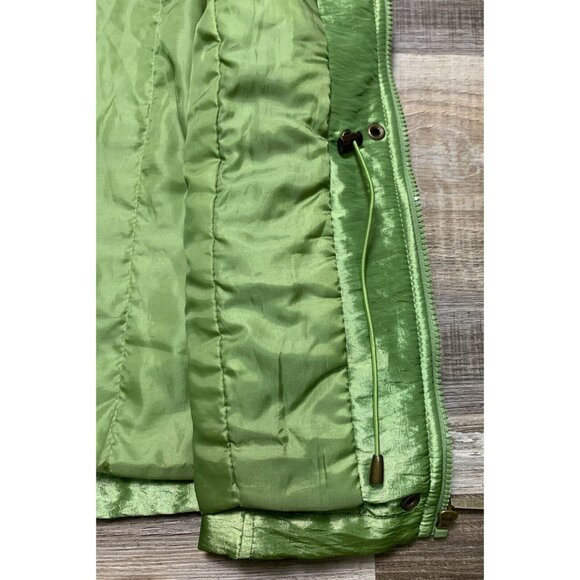 Coldwater Creek Womens Green Sleeveless Shiny Vest Jacket Full Zip Snap Medium - Picture 16 of 16